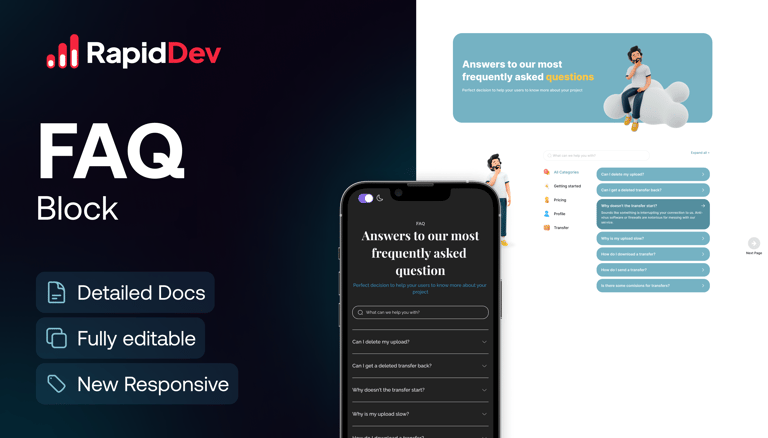 Faq Block Graphics FAQ Responsive Blocks Template | Bubble