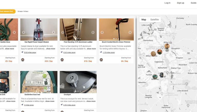 Screenshot demo of the Justrently -Rental Marketplace template.